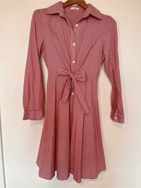 Soprano Pin Striped Tie-Waist Long Sleeve Dress